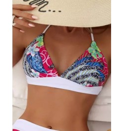 Top bikini triángulo con estampado floral halter