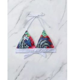 Top bikini triángulo con estampado floral halter