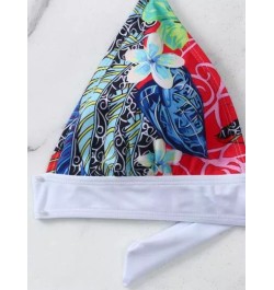 Top bikini triángulo con estampado floral halter