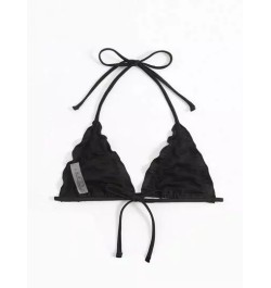 Top bikini triángulo ribete en forma de lechuga halter