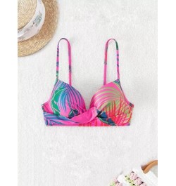 Top bikini con estampado tropical push up