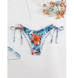 Bottom de bikini con estampado tropical con cordón lateral