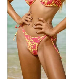 Bottom de bikini con estampado floral con cordón lateral