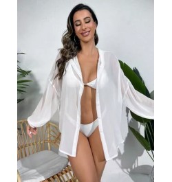 Kimono unicolor de hombros caídos con capucha transparente sin bikini