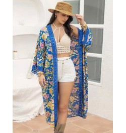 Kimono con estampado floral con parte delantera abierta