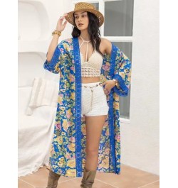 Kimono con estampado floral con parte delantera abierta