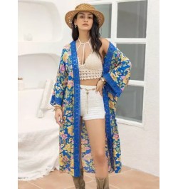 Kimono con estampado floral con parte delantera abierta