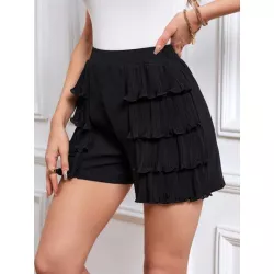 Essnce Shorts de talle alto ribete con fruncido