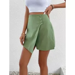 SHEIN LUNE Skort de talle alto con diseño de botón cruzado