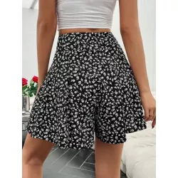 SHEIN VCAY Skort con estampado floral pierna amplia