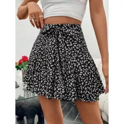 SHEIN VCAY Skort con estampado floral pierna amplia