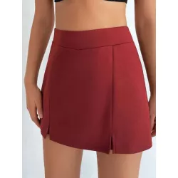 Skort unicolor bajo con abertura