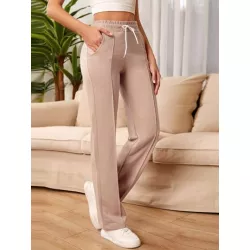 SHEIN Frenchy Pantalones deportivos de cintura con cordón con costura