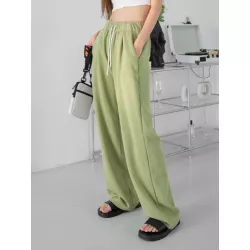 Pantalones deportivos de cintura con cordón con bolsillo oblicuo