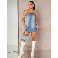 BAE Vestido mezclilla ajustado con lavado tubo