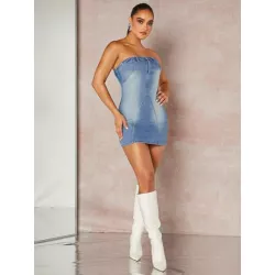 BAE Vestido mezclilla ajustado con lavado tubo