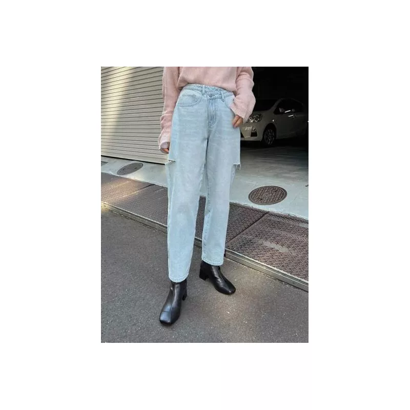 Jeans de pierna recta desgarro