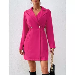 SHEIN Essnce Vestido blazer de cuello con solapa con botones con doble bolsillo