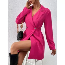 SHEIN Essnce Vestido blazer de cuello con solapa con botones con doble bolsillo