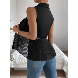 SHEIN Privé Blazer con cuenta de perla detalle bajo fruncido sin manga