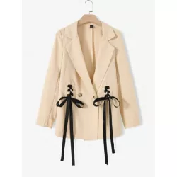 SHEIN MOD Blazer con cordón delantero de cuello con solapa con botones