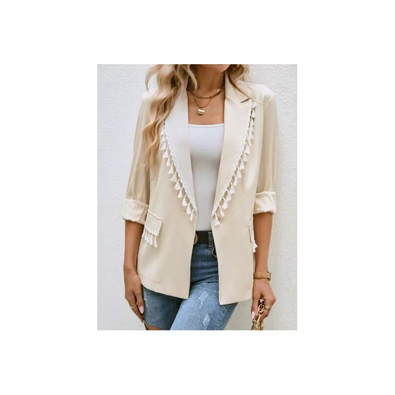 SHEIN Frenchy Blazer ribete con fleco con parte delantera abierta