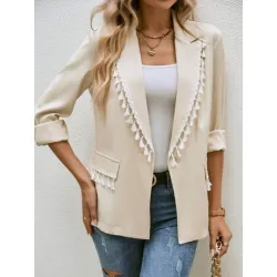 SHEIN Frenchy Blazer ribete con fleco con parte delantera abierta