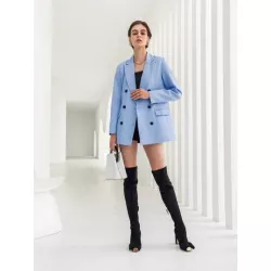 SHEIN BIZwear Blazer de cuello con solapa de doble botonadura con diseño de solapa