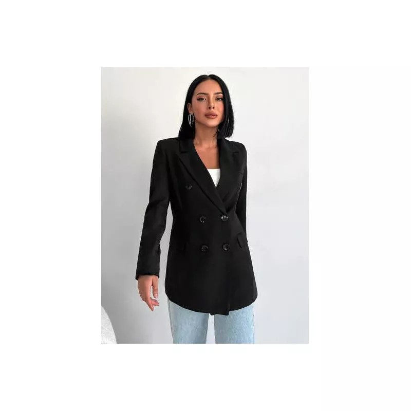 Blazer de cuello con solapa de doble botonadura con diseño de solapa