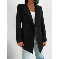 Blazer de cuello con solapa de doble botonadura con diseño de solapa