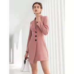 SHEIN BIZwear Vestido blazer de cuello con solapa con botón delantero bajo asimétrico