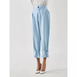 SHEIN BIZwear Pantalones de traje con diseño de fruncido bajo con nudo crop