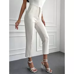 Pantalones de traje de talle alto crop