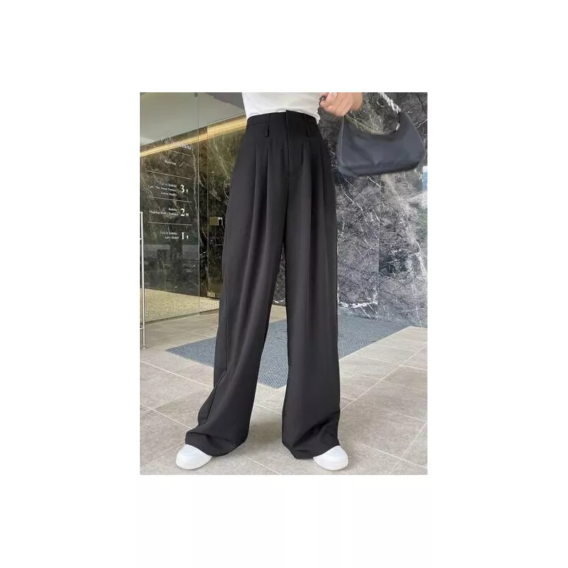 Pantalones de traje con fruncido de pierna ancha