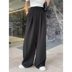 Pantalones de traje con fruncido de pierna ancha