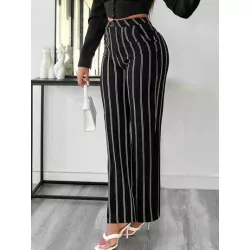 SXY Pantalones de traje con estampado de rayas de pierna recta