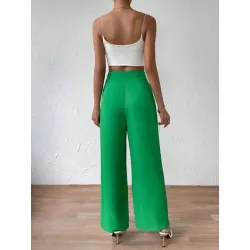 SHEIN Essnce Pantalones de traje panel en contraste con bolsillo oblicuo de pierna ancha