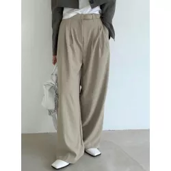 Pantalones de traje con fruncido de pierna ancha