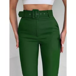 SHEIN Frenchy Pantalones de traje unicolor de talle alto con cinturón