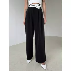 Pantalones de traje con fruncido de pierna ancha