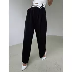 Pantalones de traje con fruncido de pierna ancha