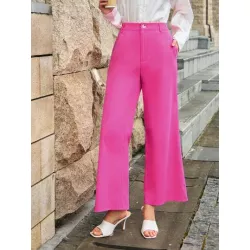 SHEIN BIZwear Pantalones de traje unicolor con bolsillo oblicuo de pierna ancha