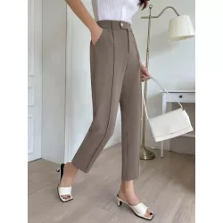 Pantalones de traje con costura detalle crop