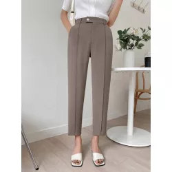 Pantalones de traje con costura detalle crop