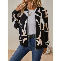 SHEIN LUNE Cazadora tipo bomber con estampado de dibujo con cremallera