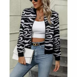 SHEIN LUNE Cazadora tipo bomber con estampado con cremallera