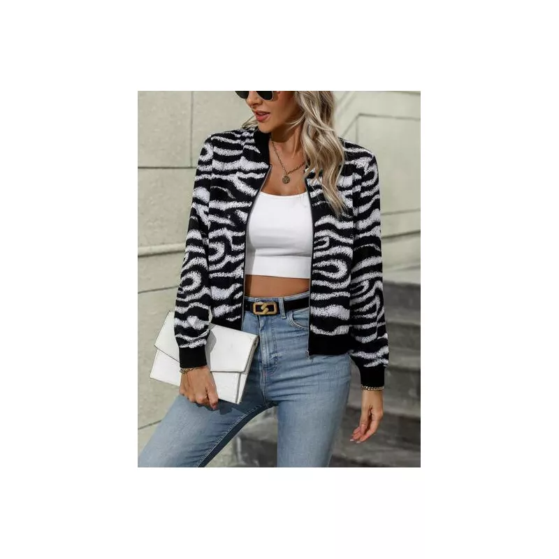 SHEIN LUNE Cazadora tipo bomber con estampado con cremallera