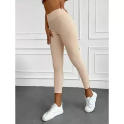 Leggings cortos de punto acanalado liso