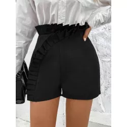 SHEIN Privé Shorts de cintura con volante ribete con fruncido