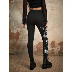 Goth Leggings de cráneo & ojo con estampado